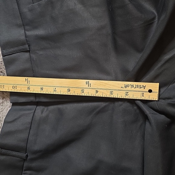 Banana Republic 718 Trouser Cuff Stretch Straight Sheen Black pants Size 14 - Picture 10 of 11